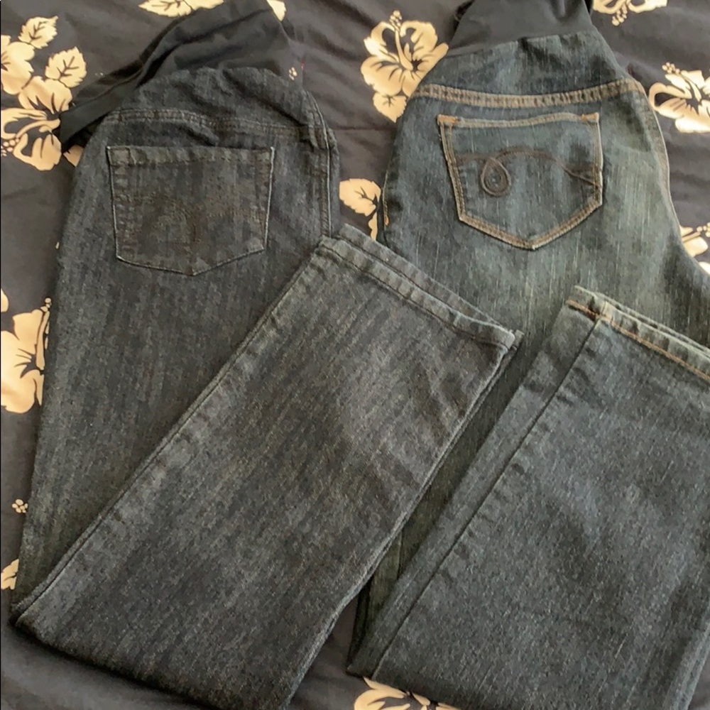 2 indigo blue maternity jeans